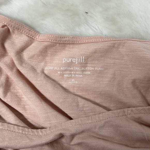 J Jill Pure Jill asymmetric button tunic pink XL cotton modal rayon 3/4 sleeve - Picture 5 of 9